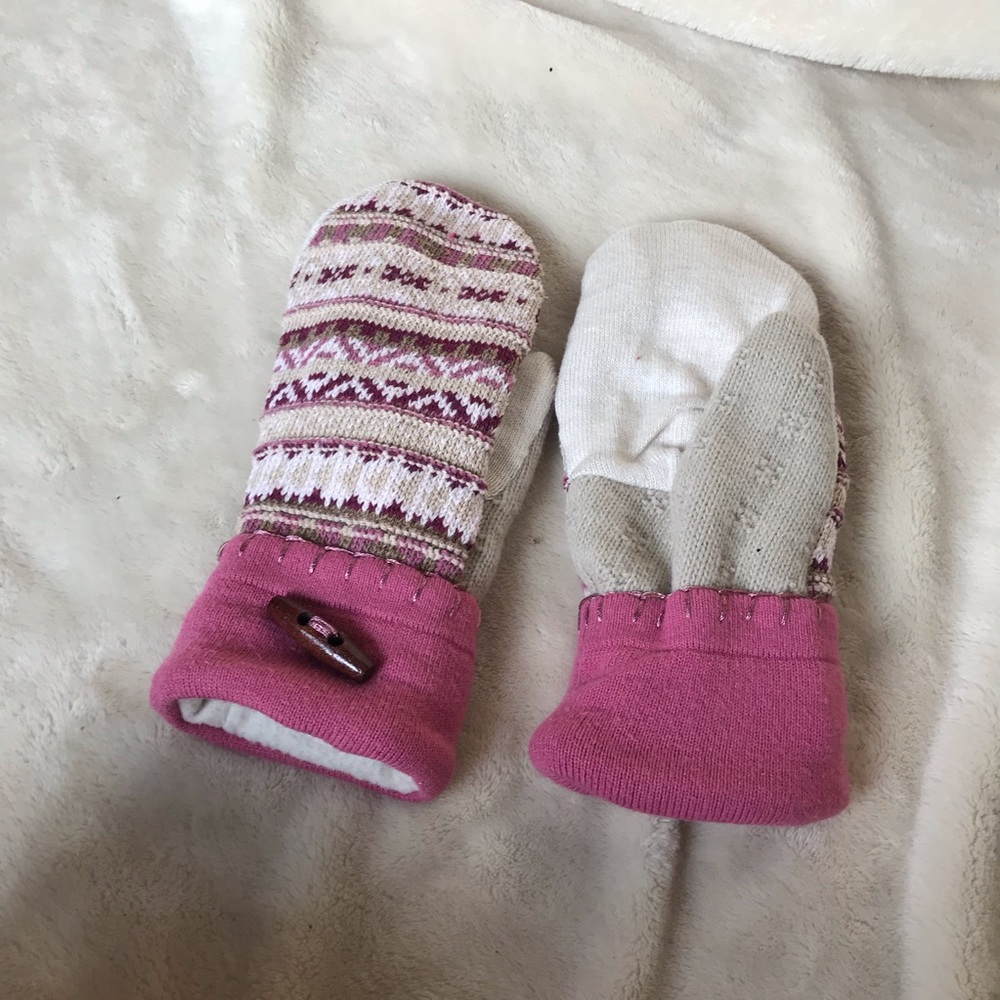 HANDMADE sweater/fleece mittens!